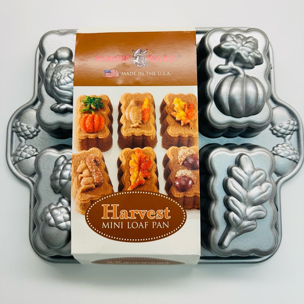 NORDIC WARE HARVEST MINI SIX LOAF PAN NON-STICK CAST ALUMINUM NEW